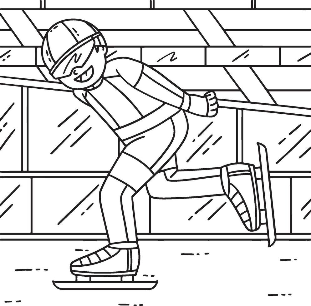 Speed Skating Male Sprinting Hands Behind Coloring vector