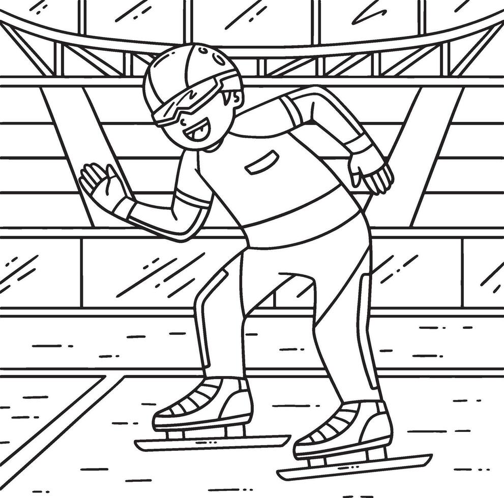 Speed Skating Male at the Starting Line Coloring vector