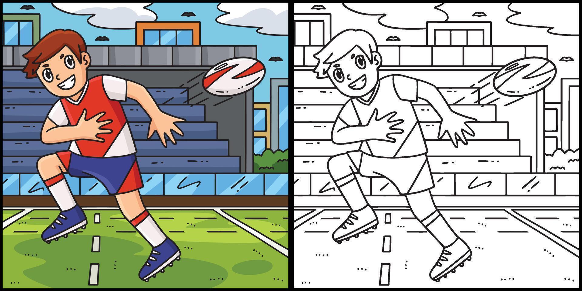 Rugby Player Passing Ball Backwards Illustration vector