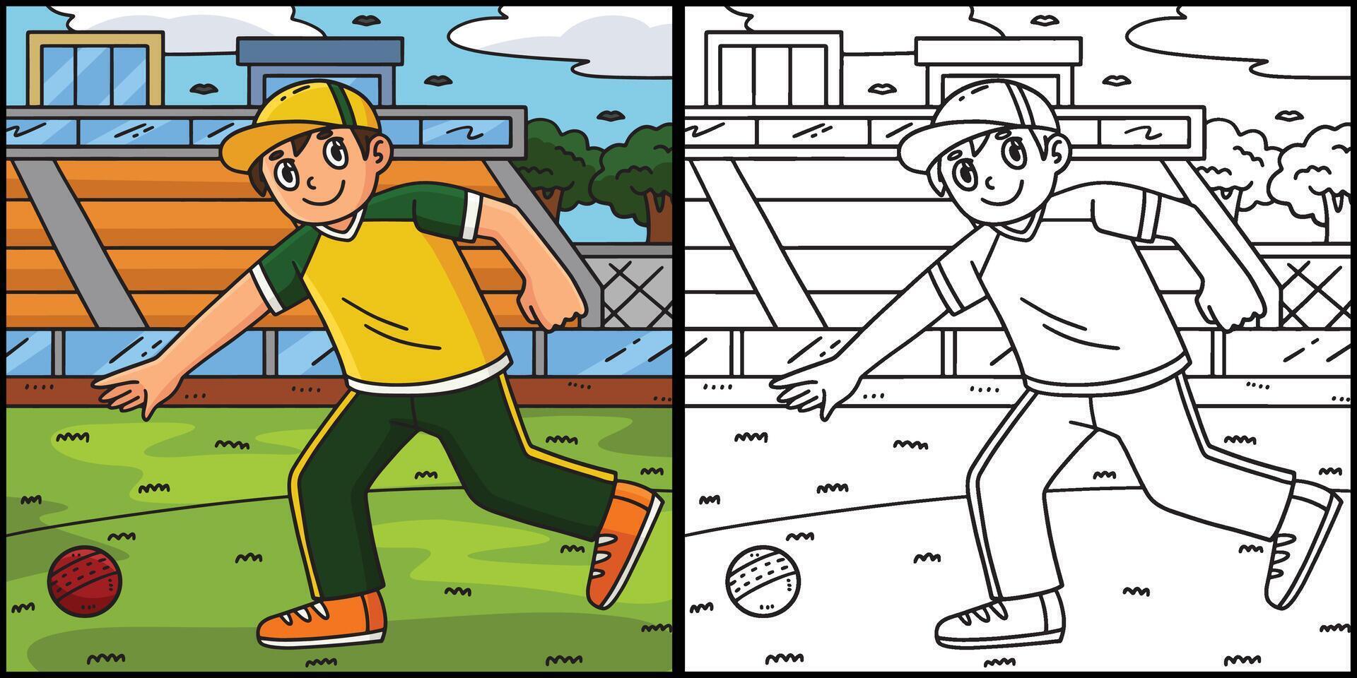 Cricket Fielder Picking Up the Ball Illustration vector