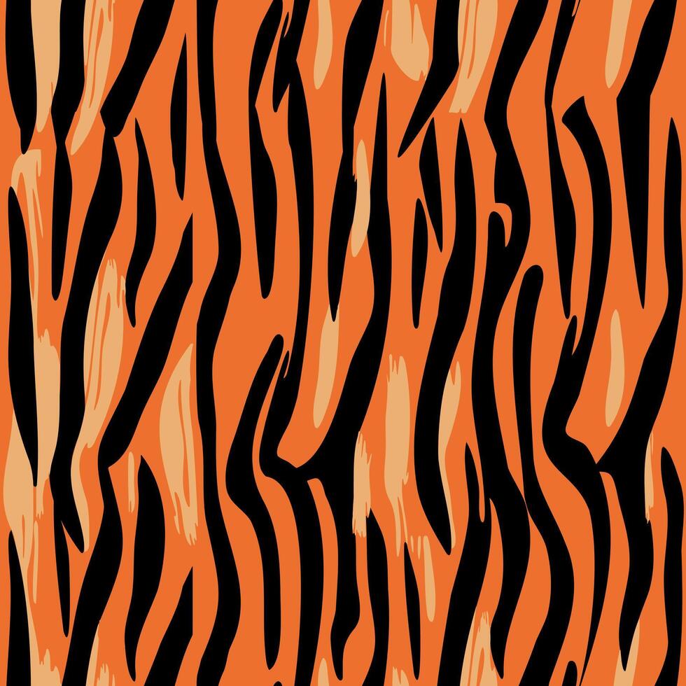 Tiger skin seamless pattern. Tiger print. Hand drawn wild animal tiger skin abstract texture vector