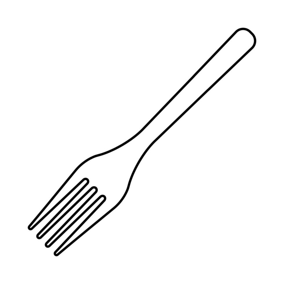 Simple line art drawing fork, outline fork for food vector