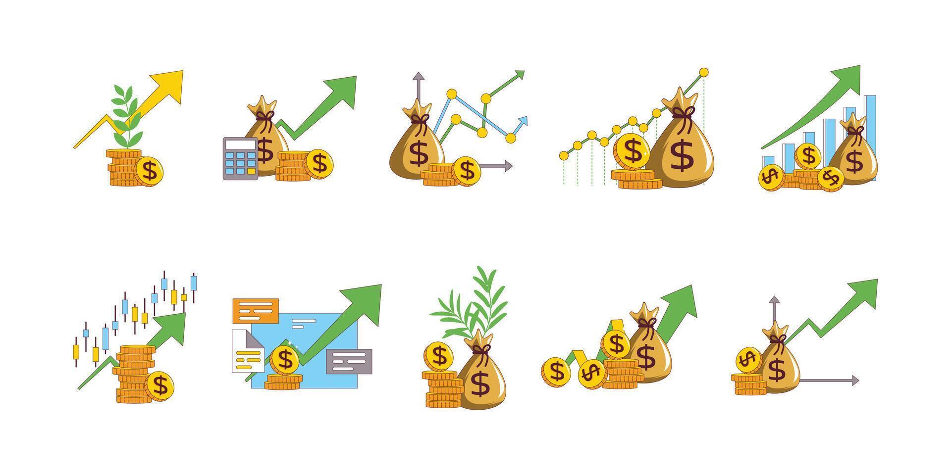 Financial Growth Set Stock Illustration vector