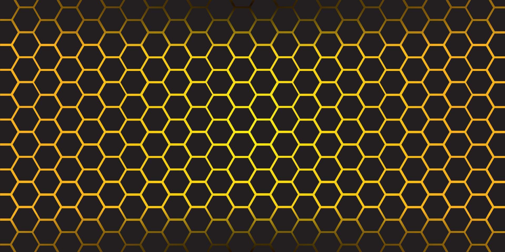 Yellow hexagon on a black background vector