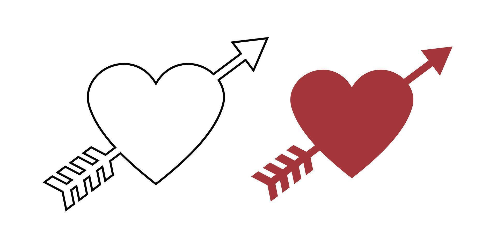 Arrow Through Heart ,Valentine Hearts Sign Illustration Design vector