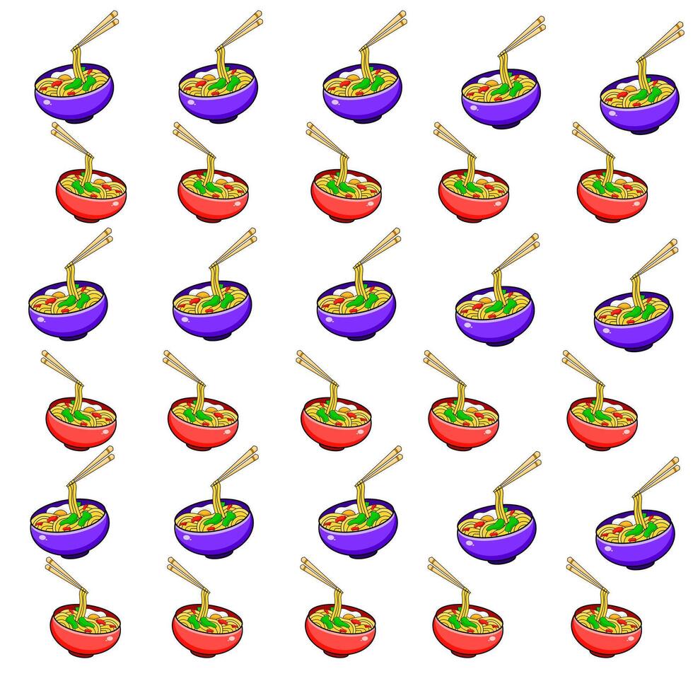 illustration graphic of seamless pattern bowl of noodles with chopsticks vector
