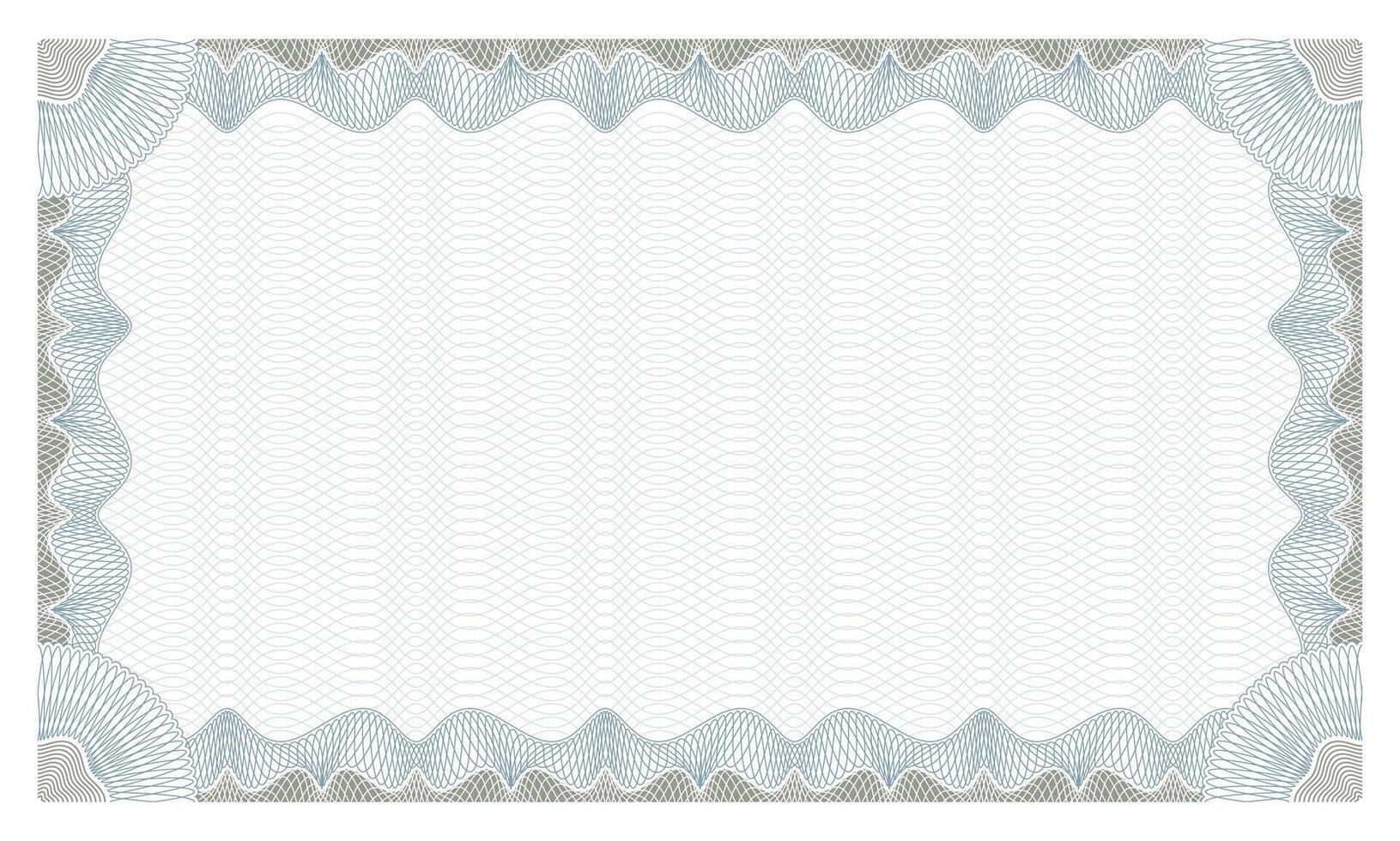 Diploma certificate. Guilloche frame for gift voucher certificate, coupon and cheque, banknote. Security paper with guilloche pattern. Blank diploma template with editable stroke vector