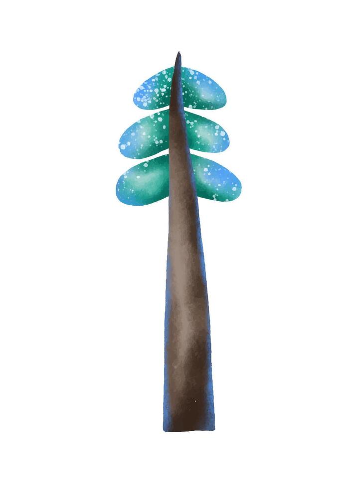 Firs, spruce. Evergreen trees hand drawn on isolate vector