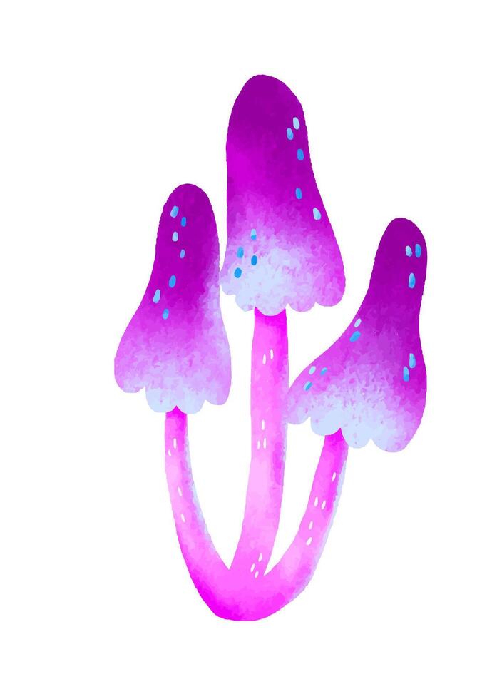 Magic neon violet . Fly agaric and decorative elements vector