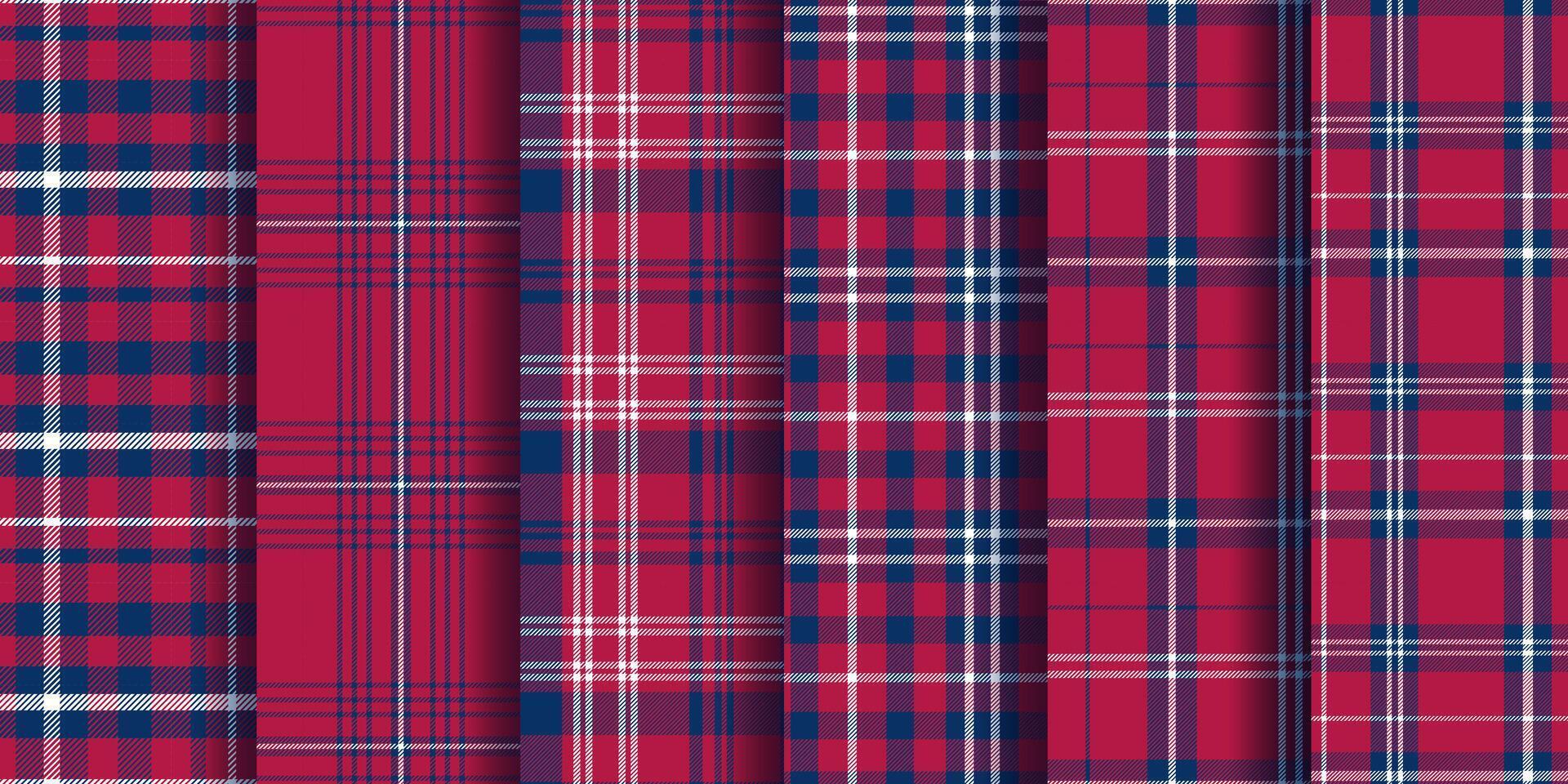 Plaid Seamless set. Pastel gingham pattern. Background for memory day, independens usa. Wallpaper, blanket. vector