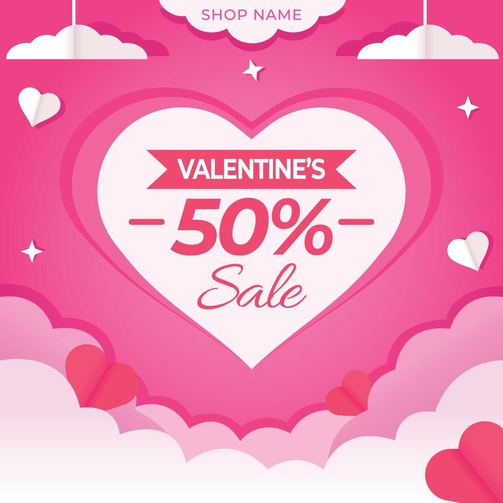 valentine design, discount sale, with square aspect ratio vector