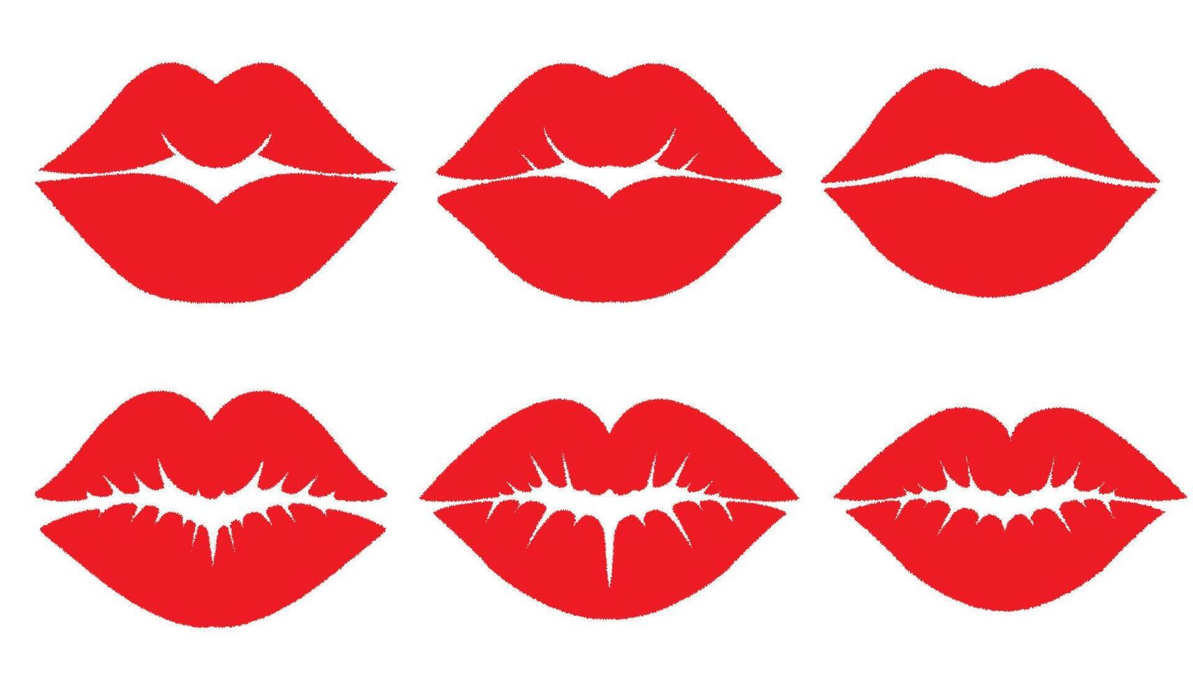 simple set illustration, red lip marks with varied shapes vector