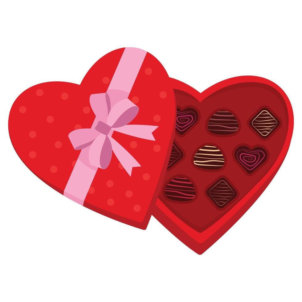 illustration of chocolate in the shape of love, with red color, Valentine's Day vector