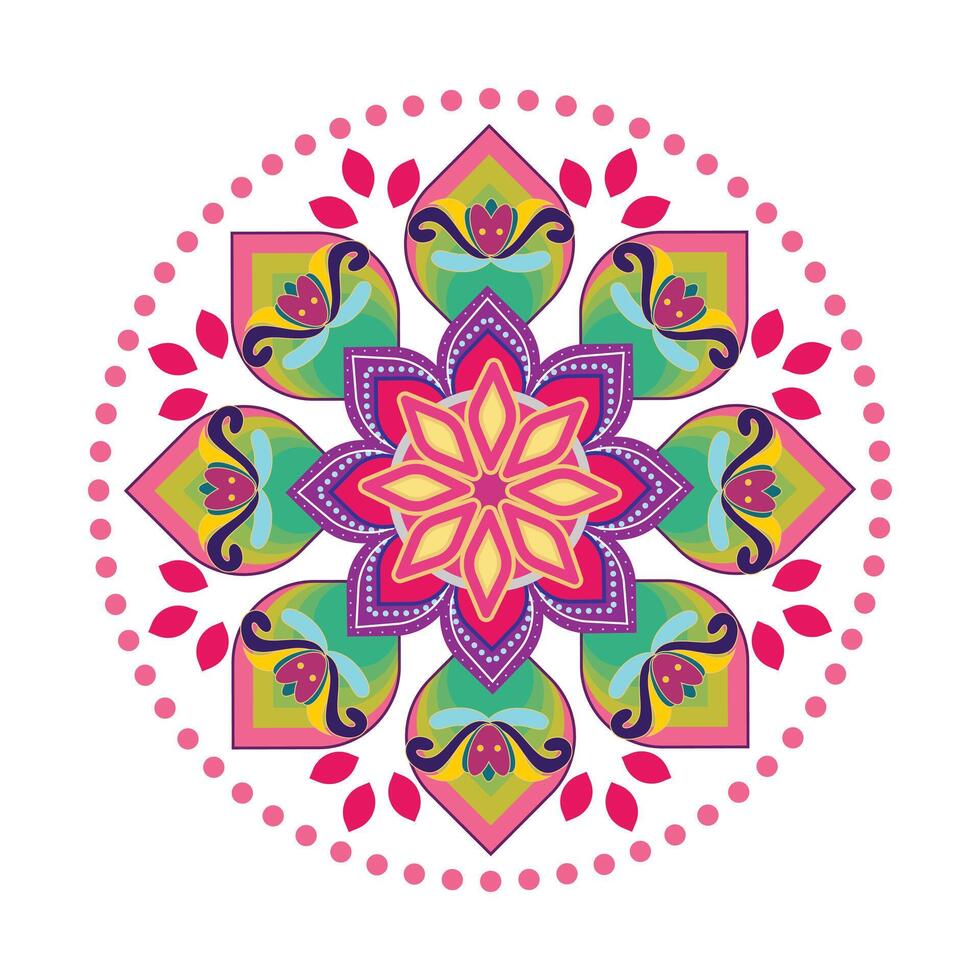 Vibrant mandala with dots vector