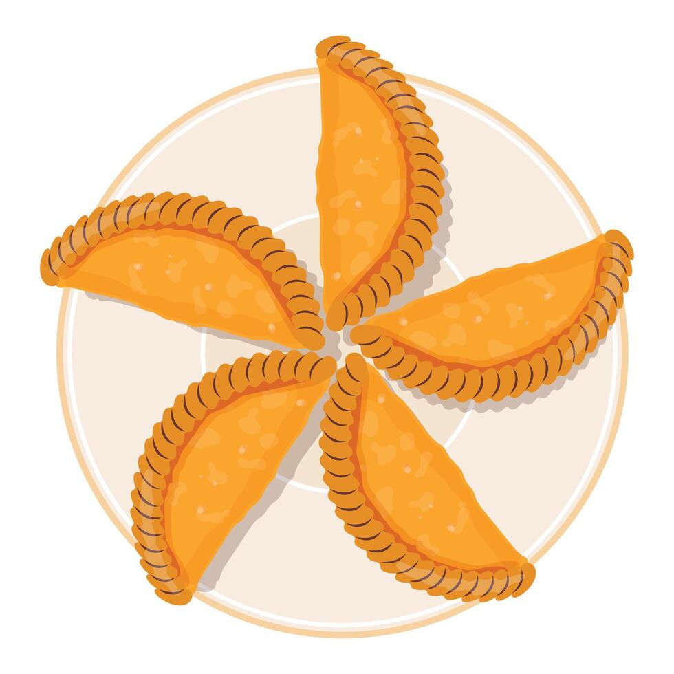 Holi food illustration featuring Gujiya, a popular festive treat in Indian culture, isolated on white background vector