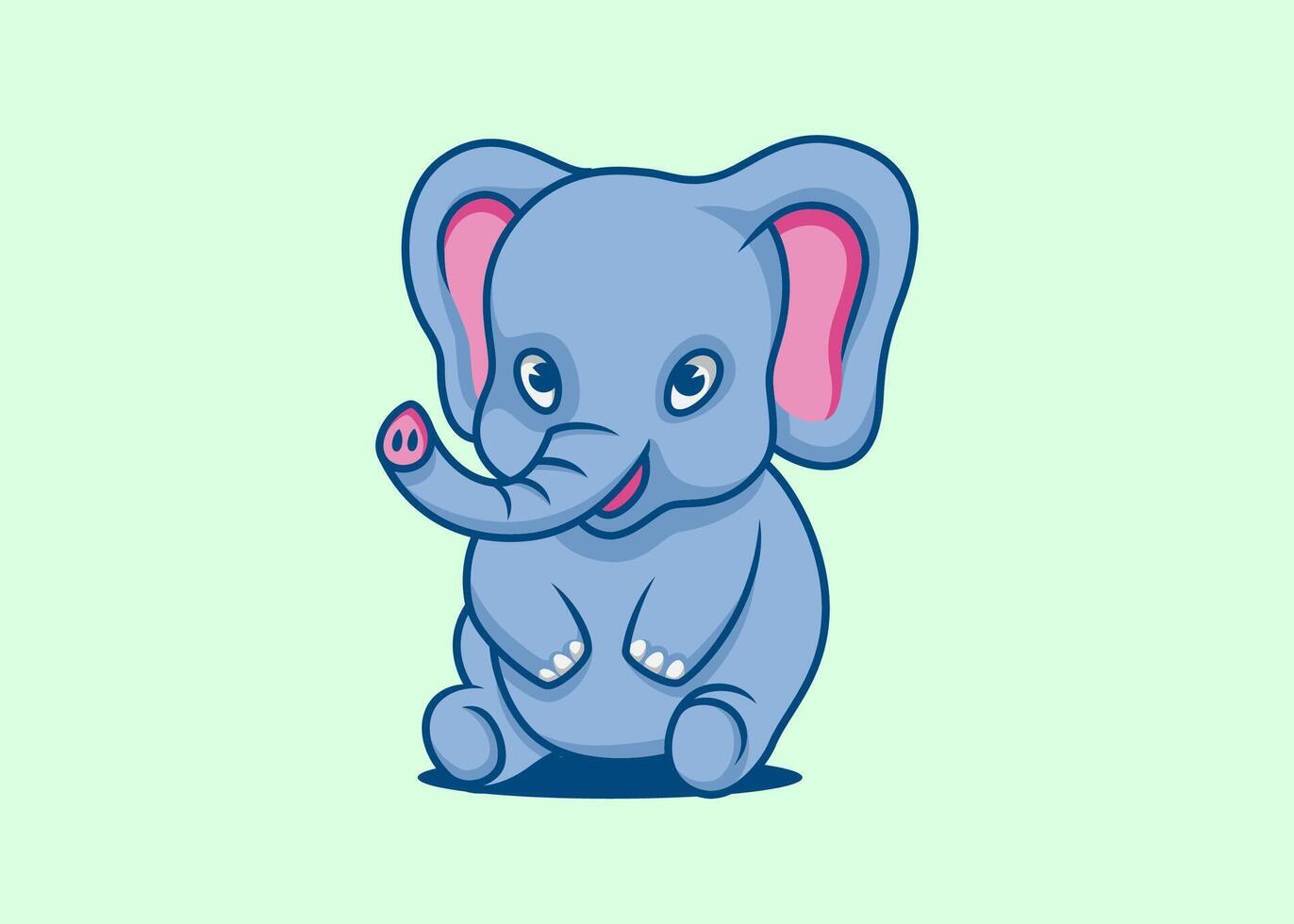 Cute elephant mascot sit down with happy expression vector