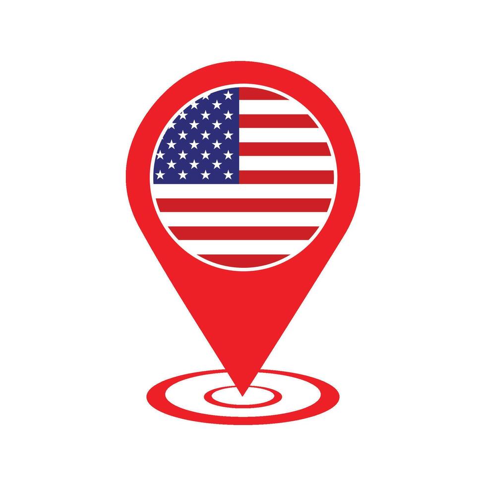 Red marker USA a white dot on it, US location Icon Clip art, United States location Marker vector
