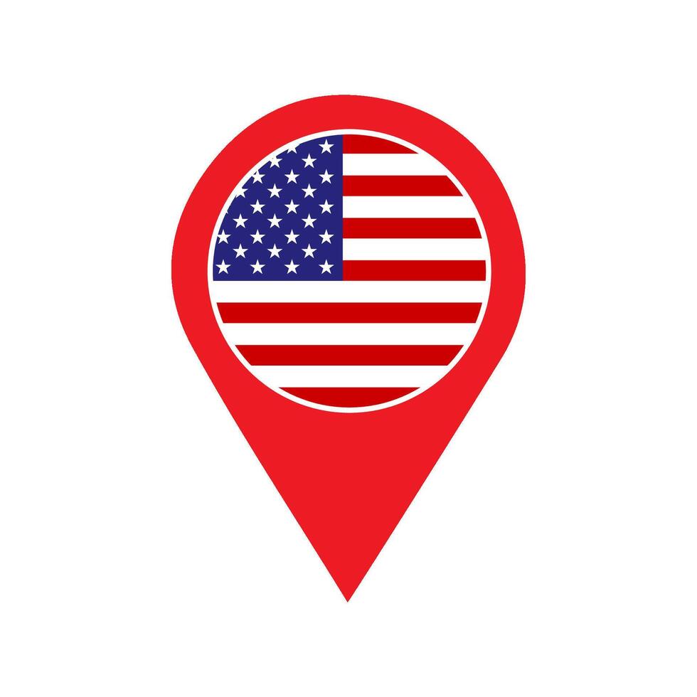 Premium USA Location Map icon, USA flag icon. United States GPS marker vector