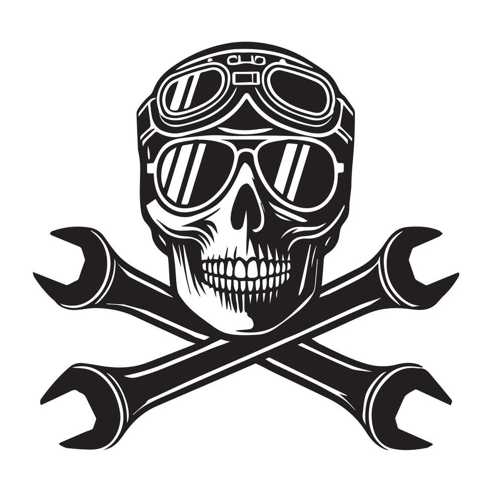 Skull Mechanic Tools Artwork Illustration Design vector