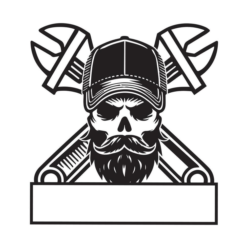Skull Mechanic Equipment Artwork Design Illustration vector