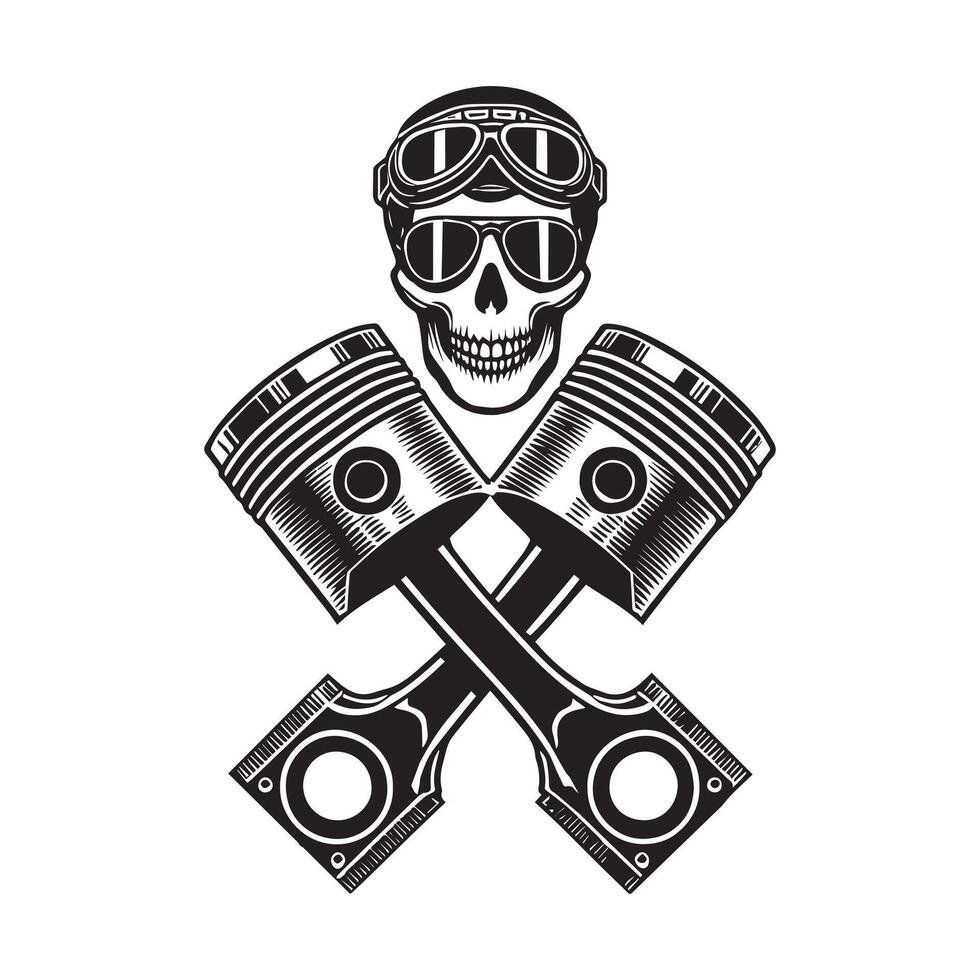 Mechanic Tools Skull Artwork Design Illustration vector