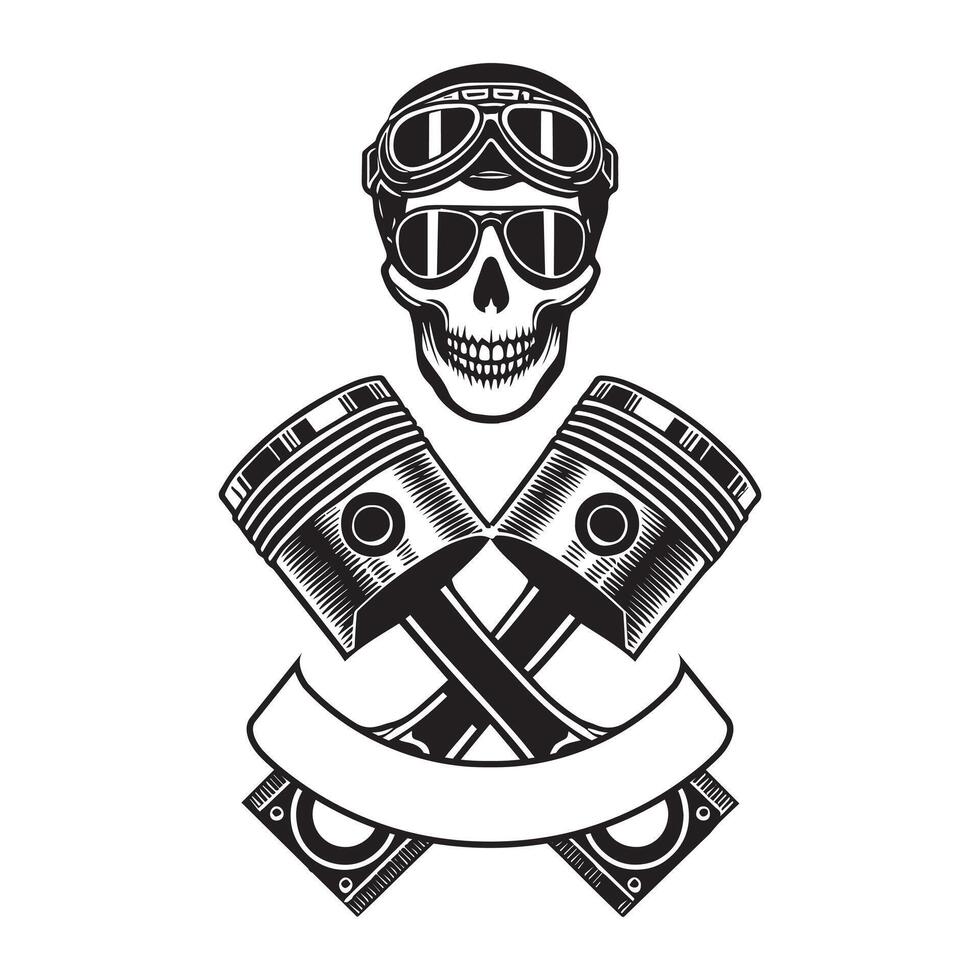 Mechanic Equipment Skull Themed Artwork Design vector