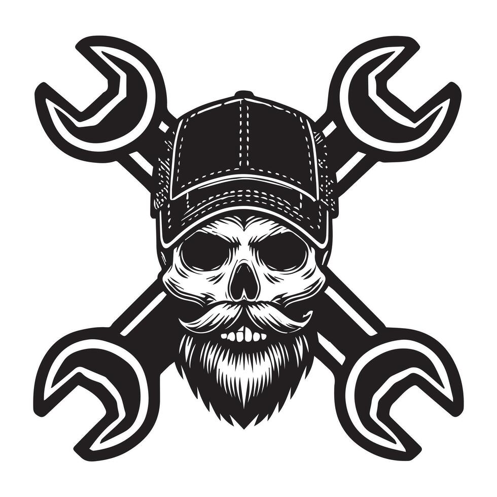 Skull Mechanic Graphic Equipment Design vector