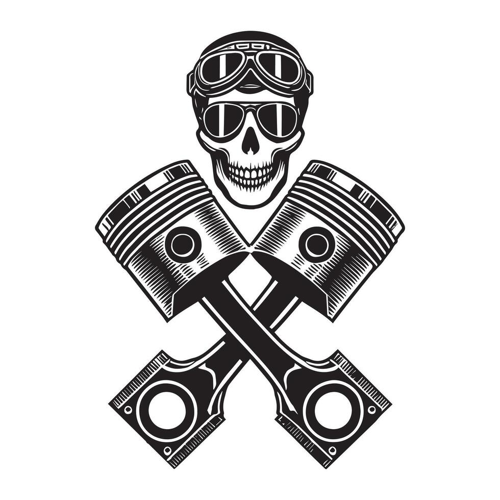 Mechanic Gear Skull Tools Illustration Design vector