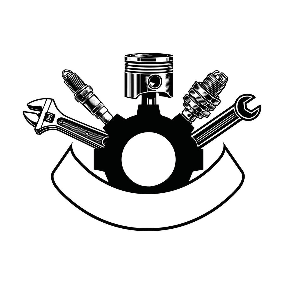 Tools for Mechanics Garage Artwork Illustration Design vector