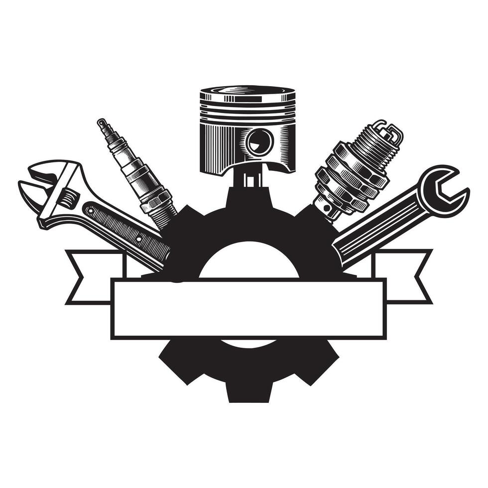 Garage Tools and Mechanic Equipment Illustration Artwork Design vector