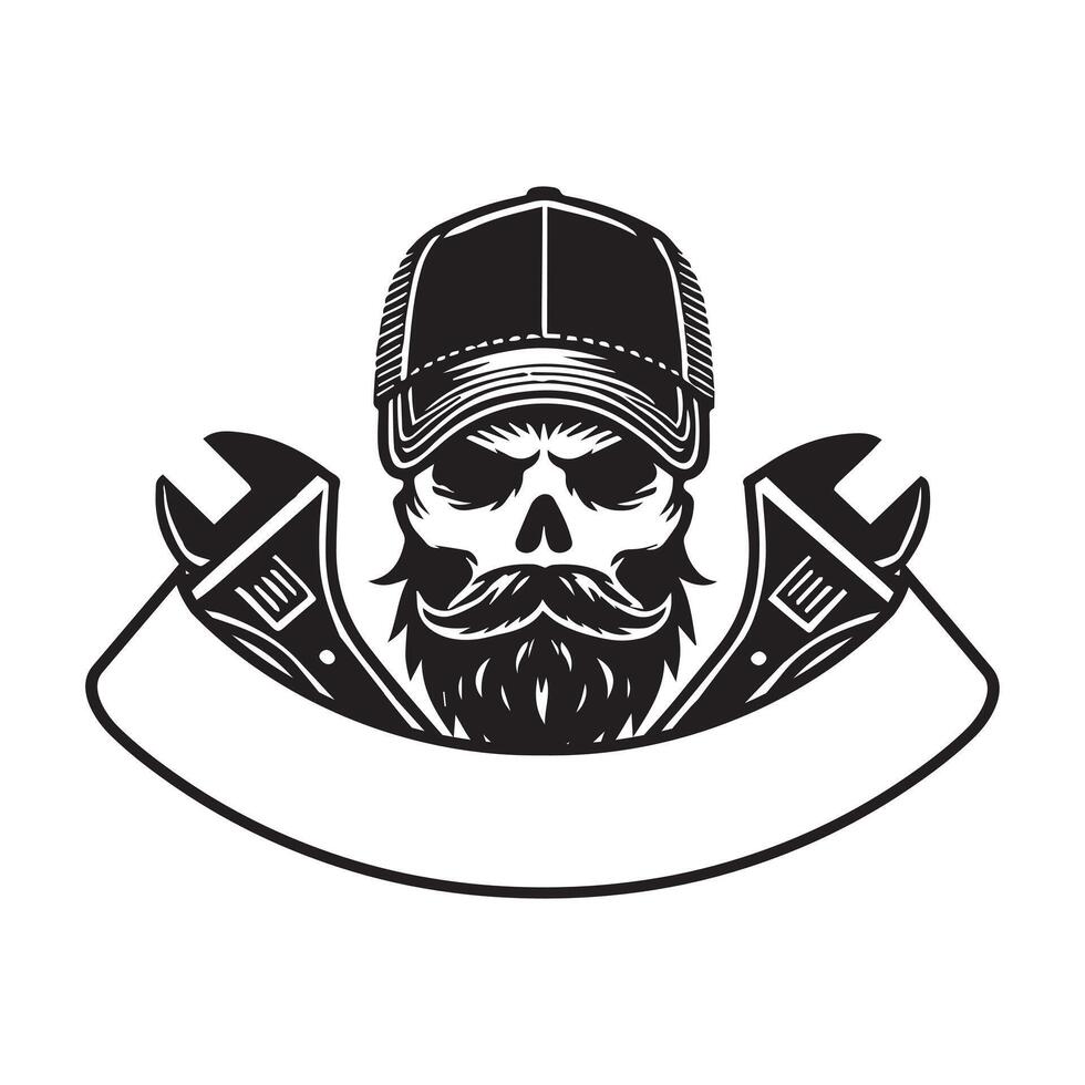 Mechanic Tools Skull Inspired Artwork Design vector