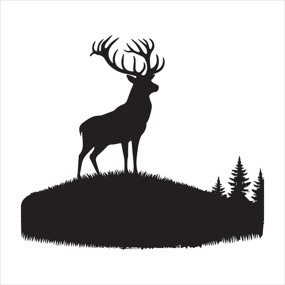 Tranquil Forest Silhouette Design With Animals vector