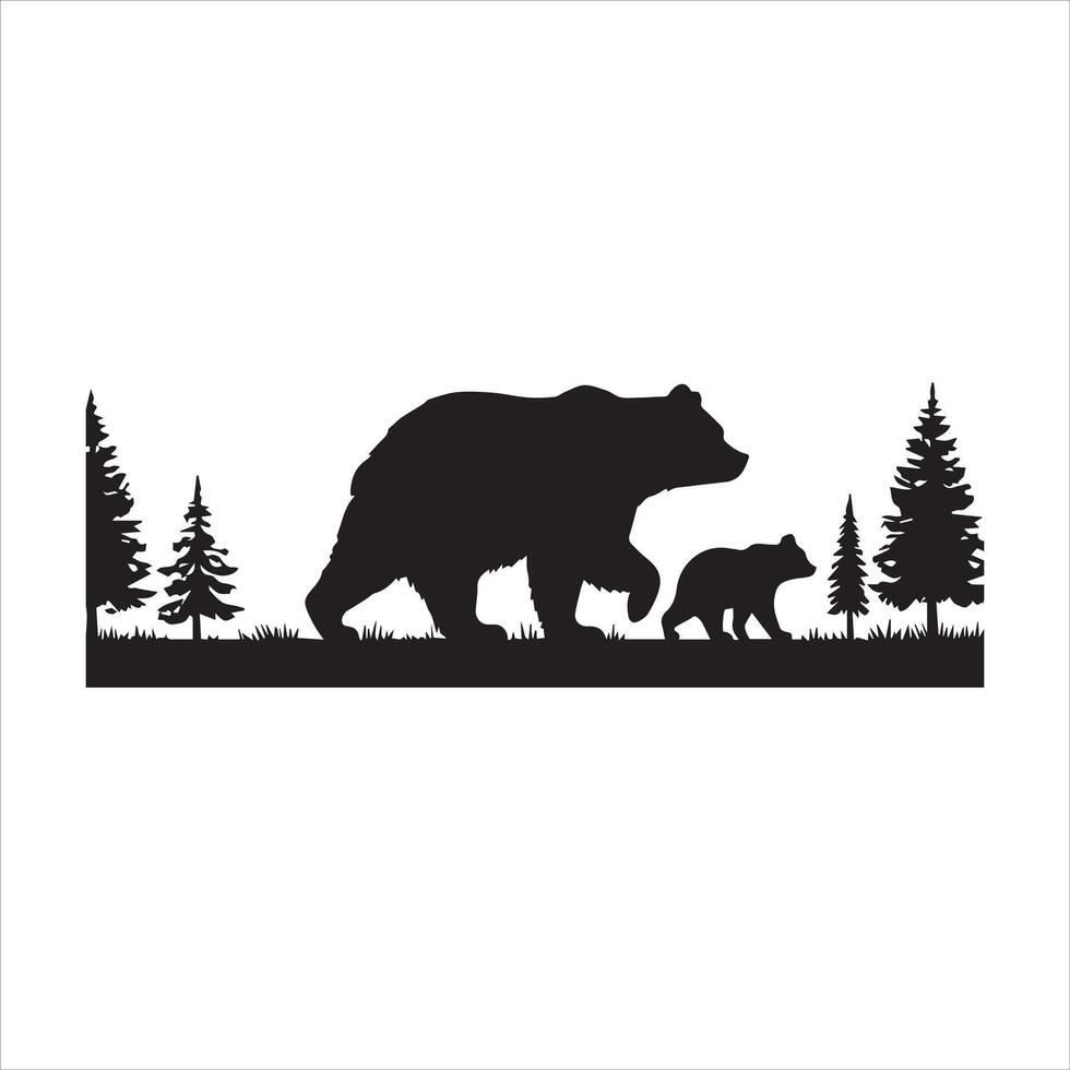 Wildlife Silhouette Illustration Inspired by Woodland vector