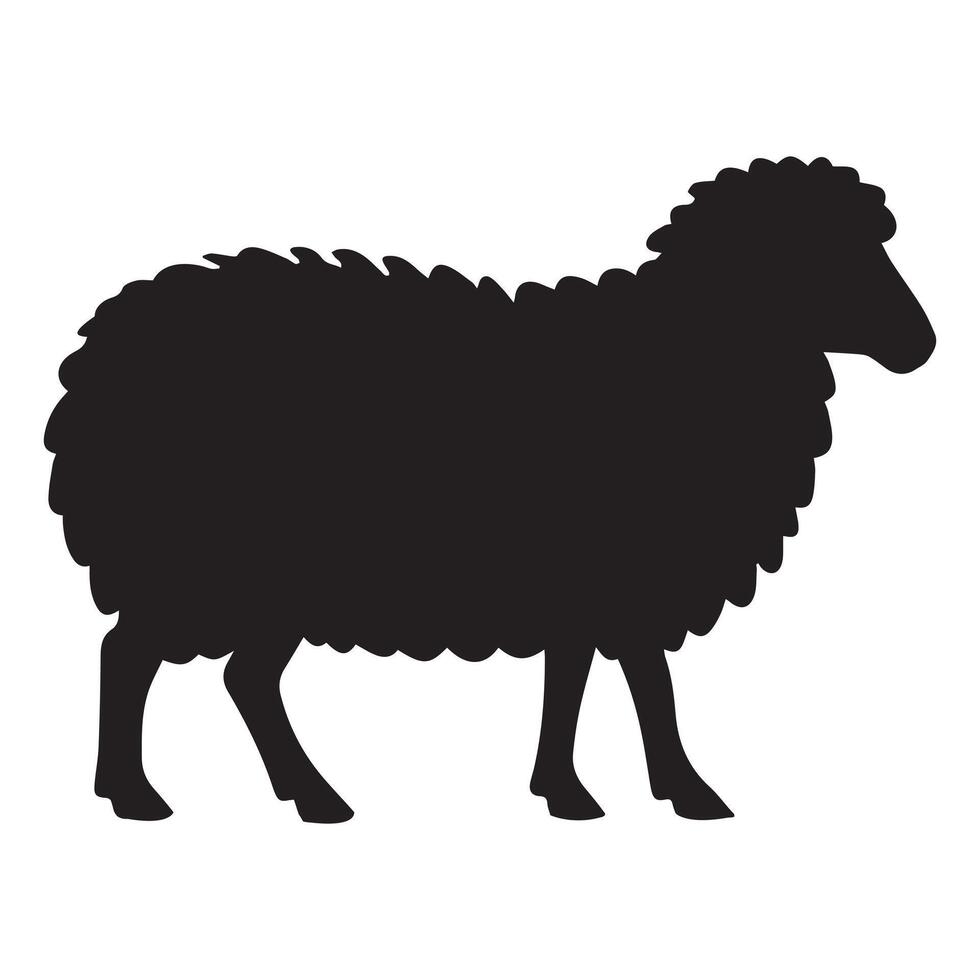 Sheep Silhouette with Stylized Contours vector