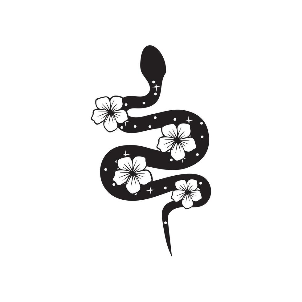 Elegant Snake and Bloom Illustration Design vector