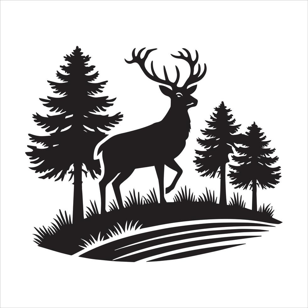 Captivating Forest Animal Silhouette Design Artwork vector