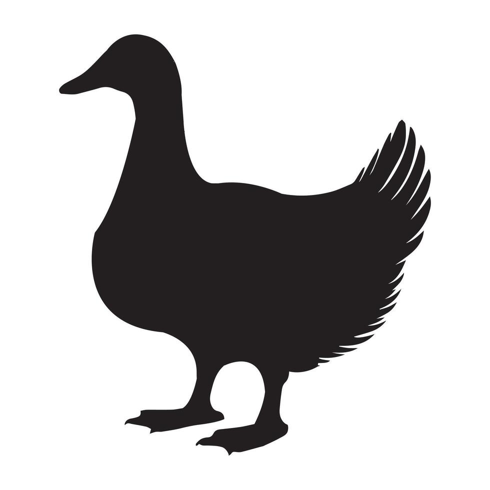 Charming Domestic Duck Silhouette Graphic vector