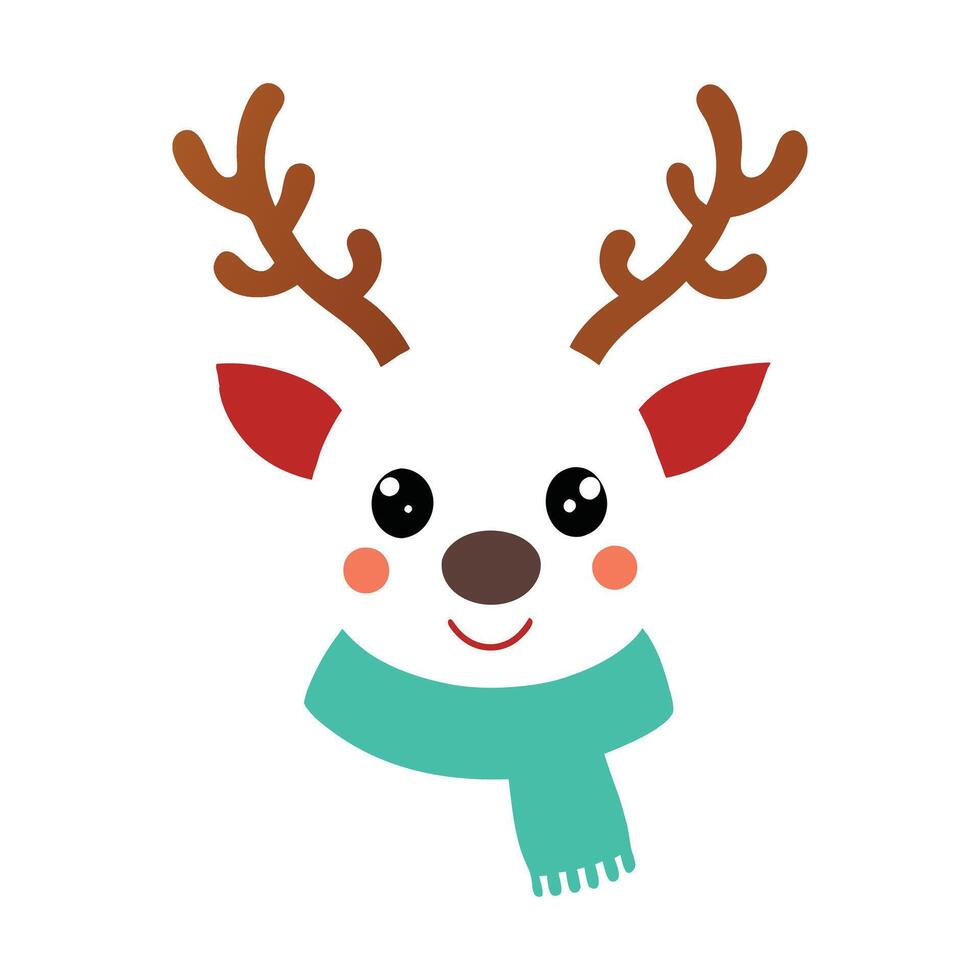 Cute and Charming Christmas Reindeer Face Illustration vector