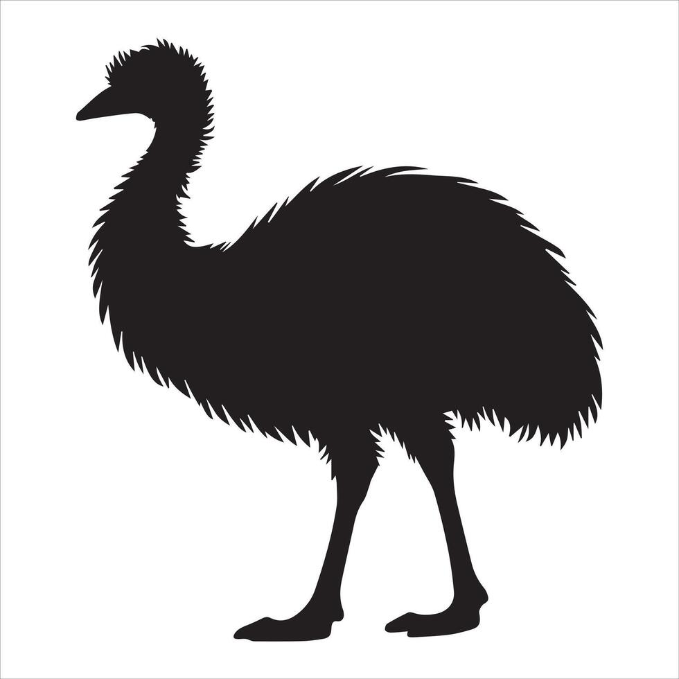 Artistic Emu Silhouette Design for Creative Use vector