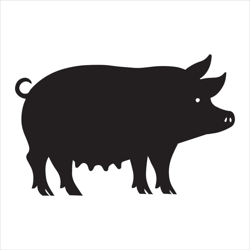 Swine Silhouette Art Pig Design Illustration vector
