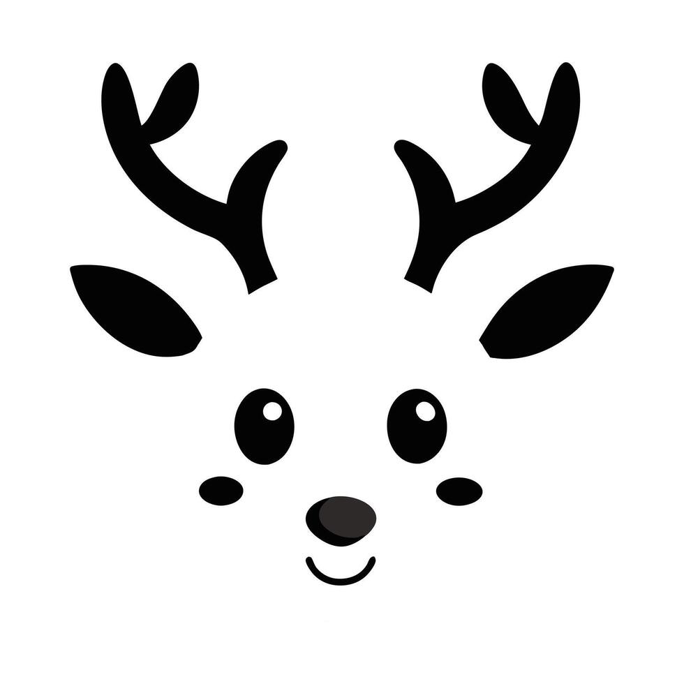 Jolly Christmas Reindeer Face Illustration Art vector
