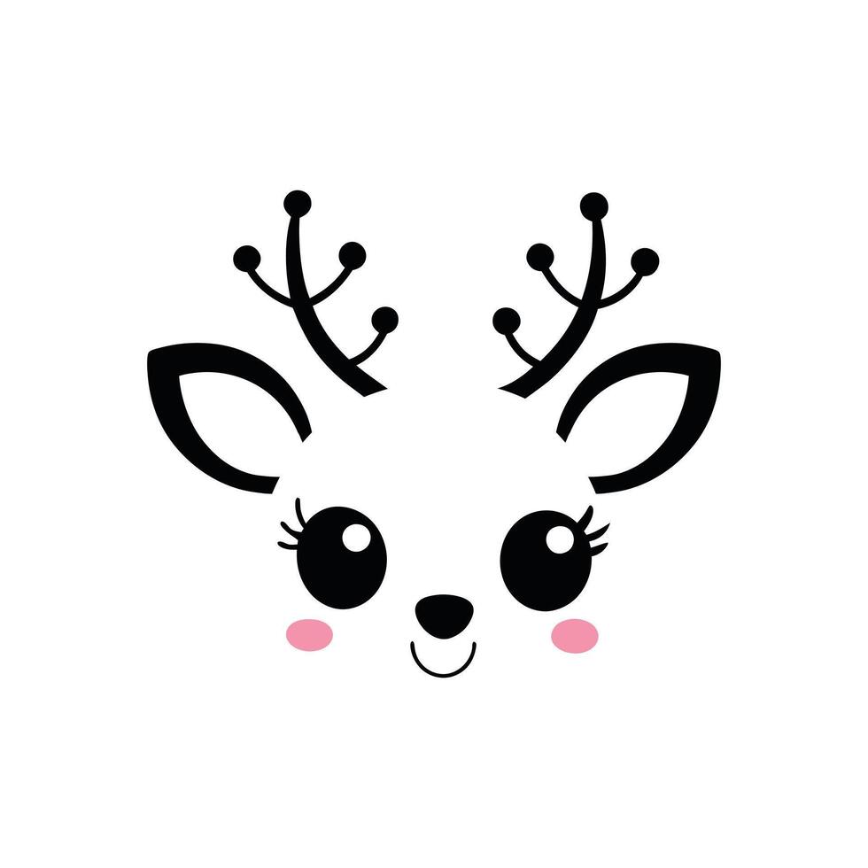 Adorable Reindeer Face Art for Christmas Holiday Design vector
