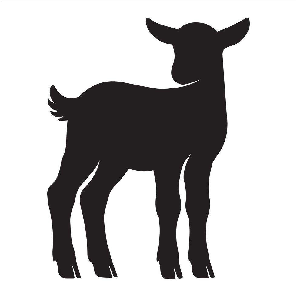 Simple Domestic Goat Silhouette Illustration Design vector