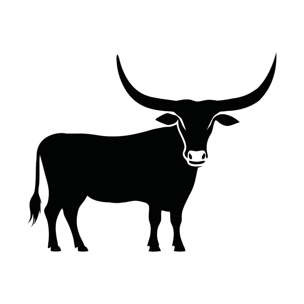 Majestic Longhorn Cow Silhouette Design vector