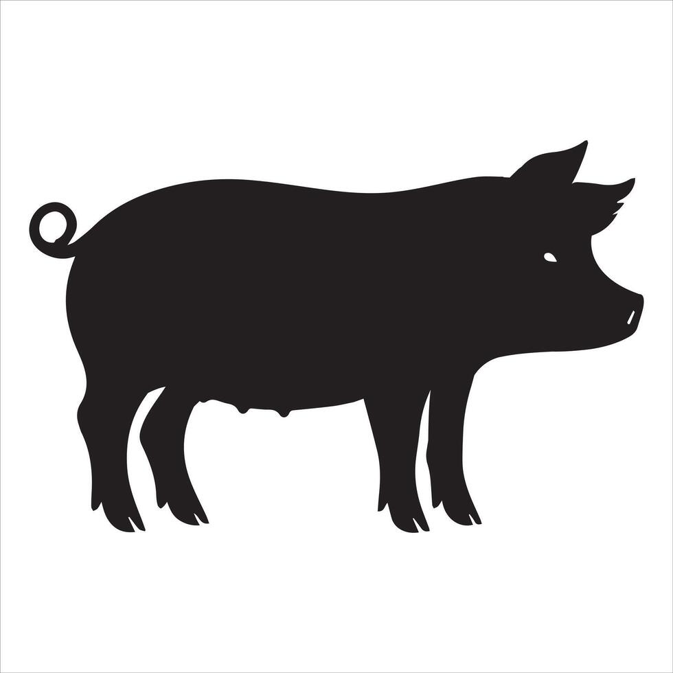Pig Silhouette Illustration Swine Silhouette Design vector