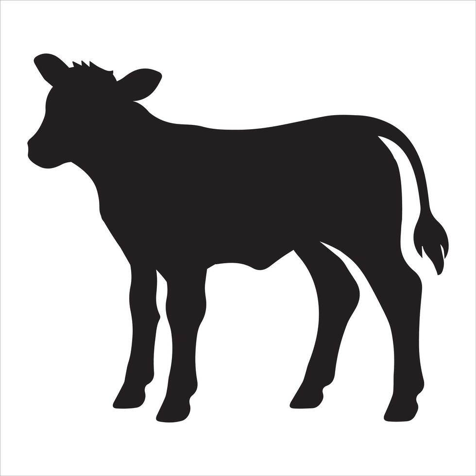 Calf Silhouette - Young and Playful Farm Animal Design vector
