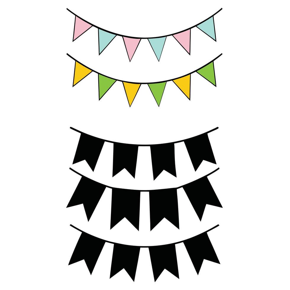 Whimsical Bunting Banner Flags Design Bundle for Festivities vector