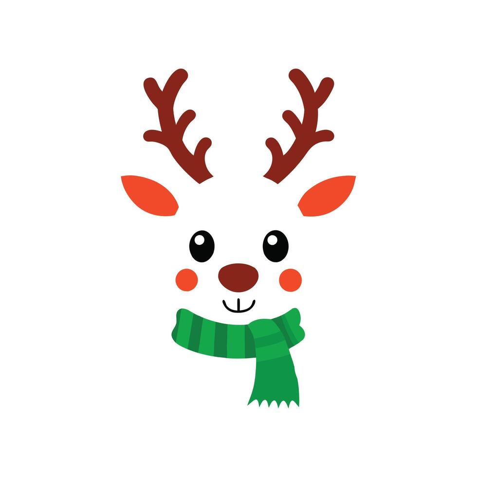 Holiday-Themed Christmas Reindeer Face Illustration Design vector