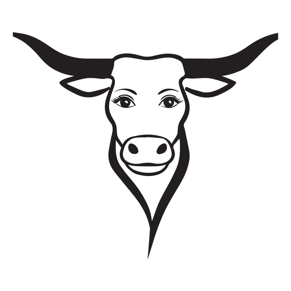 Texas Longhorn Head Clean Line Design vector