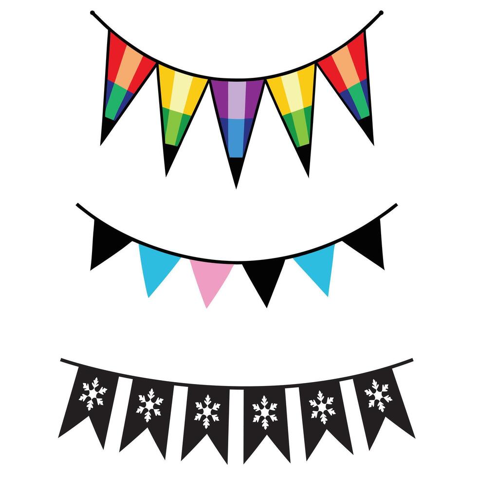 Bunting Banner Flags Illustration Design Bundle for Events vector